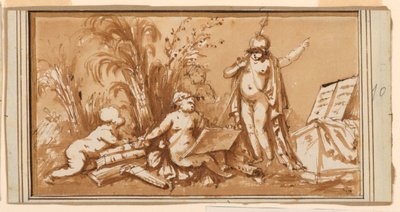 Ontwerp voor een fries met de allegorie van literatuur door Piat Joseph Sauvage