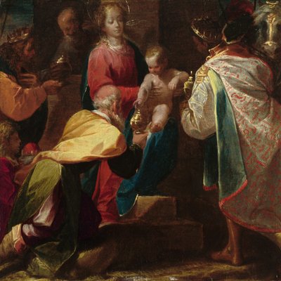 De aanbidding der wijzen door Pier Francesco Mazzucchelli