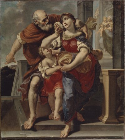 Hagar verlaat het huis van Abraham door Pier Francesco Mola