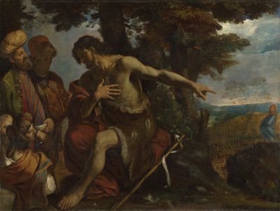 Sint Johannes de Doper predikend in de wildernis, ca. 1640 door Pier Francesco Mola