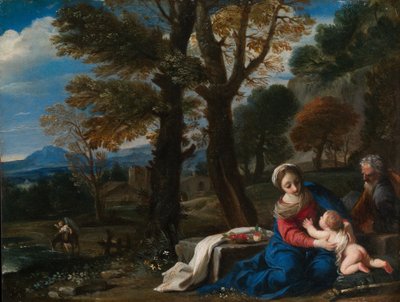De rust tijdens de vlucht naar Egypte, ca. 1645 door Pier Francesco Mola