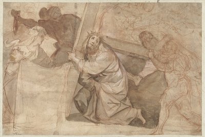 Christus valt onder het kruis door Pier Francesco Morazzone (circle of)