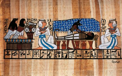Egyptisch papyrus met een balsemingsceremonie door Blaise Nicolas Le Sueur
