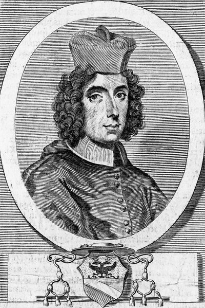 Portret van Giambattista Rubini (1642-1707), Italiaanse kardinaal en bisschop, gravure door Blaise Nicolas Le Sueur
