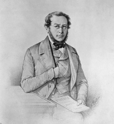 Portret van Pierre-Joseph Proudhon (1809-1865), Franse politicus, filosoof en anarchist, tekening door Colletti door Blaise Nicolas Le Sueur