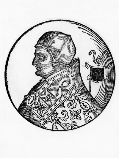 Portret van Sabinianus (overleden 606), 65e paus van de Katholieke Kerk vanaf 604 (gravure) door Blaise Nicolas Le Sueur