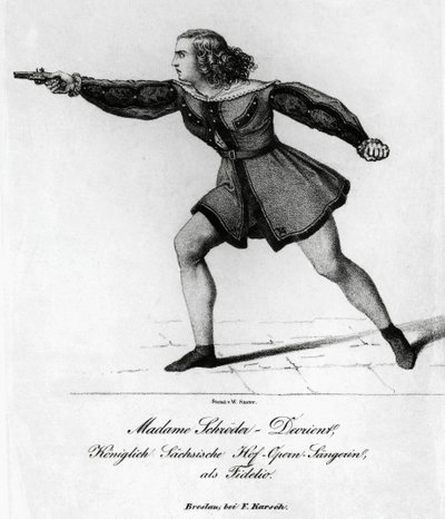 Portret van Wilhelmine Schroder-Devrient, Duitse sopraan, in de rol van Leonora in Fidelio of Huwelijksliefde, door Ludwig van Beethoven door Blaise Nicolas Le Sueur