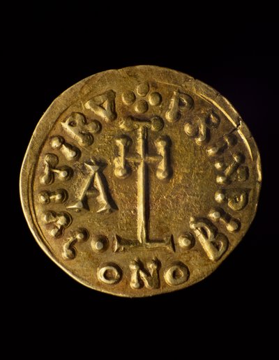 Solidus van Prins Arechi, verso, Lombardische munten, 8e eeuw door Blaise Nicolas Le Sueur