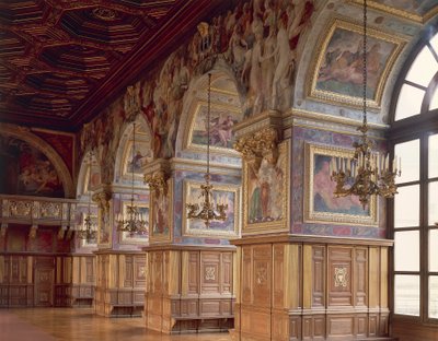 De balzaal, Chateau de Fontainebleau, Frankrijk door Blaise Nicolas Le Sueur