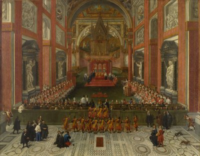 Benedictus XIII voorzit de provinciale Romeinse synode van 1725, Basiliek van St. Jan van Lateranen, 1725 door Pier Leone Ghezzi