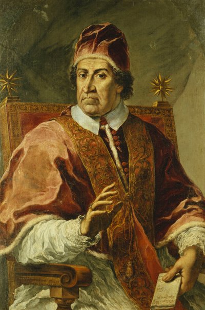 Portret van Paus Clemens XI, Zittend Halflang, in Pauselijke Gewaden, Met een Brief door Pier Leone Ghezzi