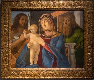 Madonna met kind en Sint Jan de Doper en Sint Andreas door Pier Maria Pennacchi