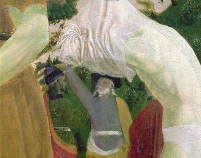 Doop van Christus, detail van rechtergedeelte met een man die zich voorbereidt op de doop door Piero della Francesca