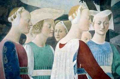 Detail van De Legende van het Ware Kruis met aanbidding van hout en ontmoeting van de Koningin van Sheba en Koning Salomo, door Piero della Francesca door Piero della Francesca