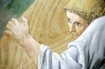 (Detail) uit de Legende van het Ware Kruis toont transport van Heilig Hout, door Piero della Francesca door Piero della Francesca