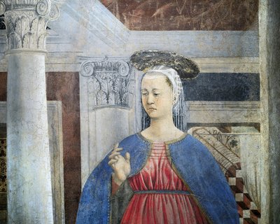 (Detail) uit de Legende van het Ware Kruis toont Aankondiging, door Piero della Francesca door Piero della Francesca