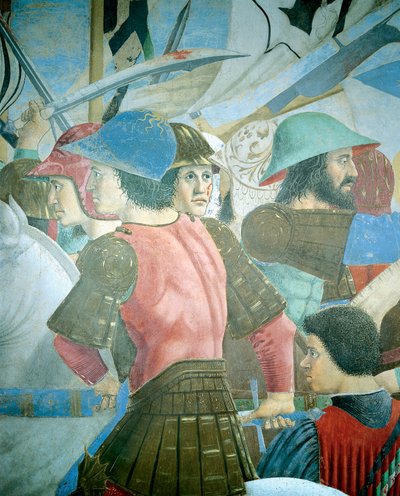 (Detail) uit de Legende van het Ware Kruis toont slag van Heraclius I van Byzantium tegen Chosroes II, door Piero della Francesca door Piero della Francesca