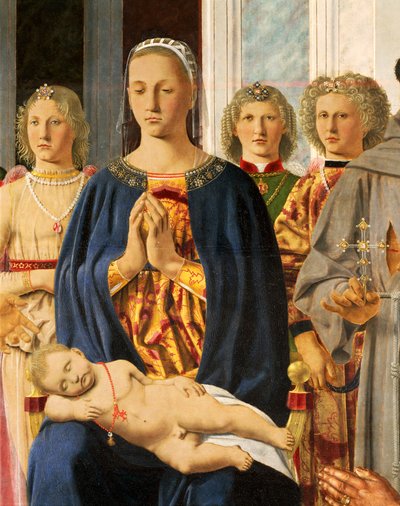 Madonna en Kind omringd door engelen (detail) door Piero della Francesca