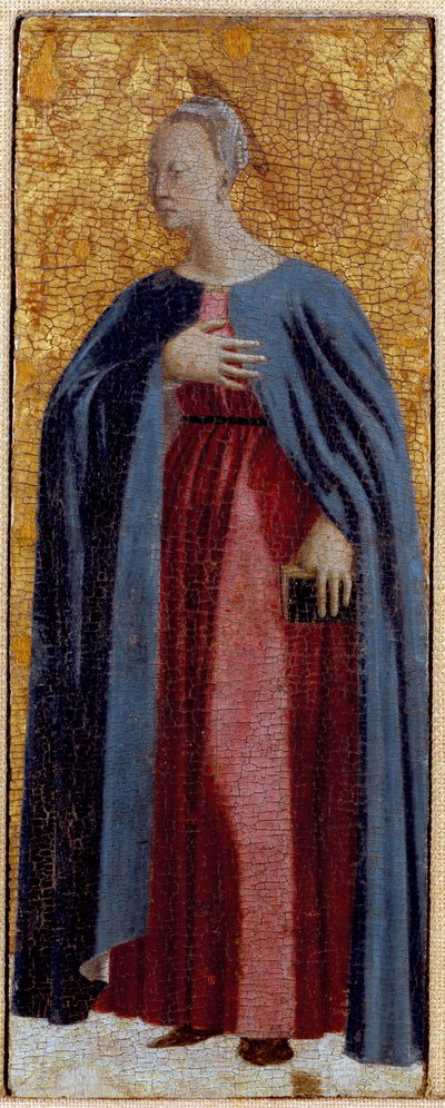 Polyptiek van Barmhartigheid: de Maagd van Barmhartigheid, omringd door heiligen (detail) door Piero della Francesca