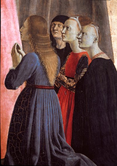 Polyptiek van Barmhartigheid: Maagd van barmhartigheid, omringd door heiligen (detail) door Piero della Francesca
