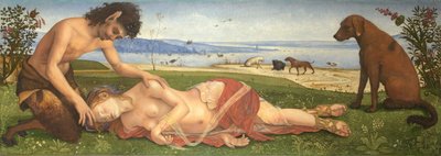 Een Sater rouwend over een Nimf, ca. 1495 door Piero di Cosimo