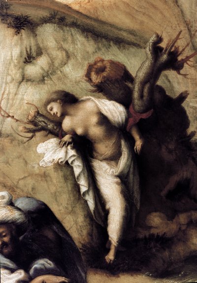 Andromeda bevrijd door Perseus, detail door Piero di Cosimo