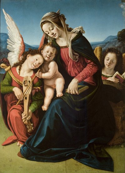 Madonna en engel door Piero di Cosimo