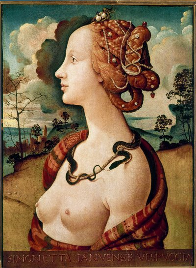 Portret van een vrouw, gezegd van Simonetta Vespucci door Piero di Cosimo