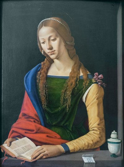 Sint Maria Magdalena lezend, laat 15e eeuw door Piero di Cosimo