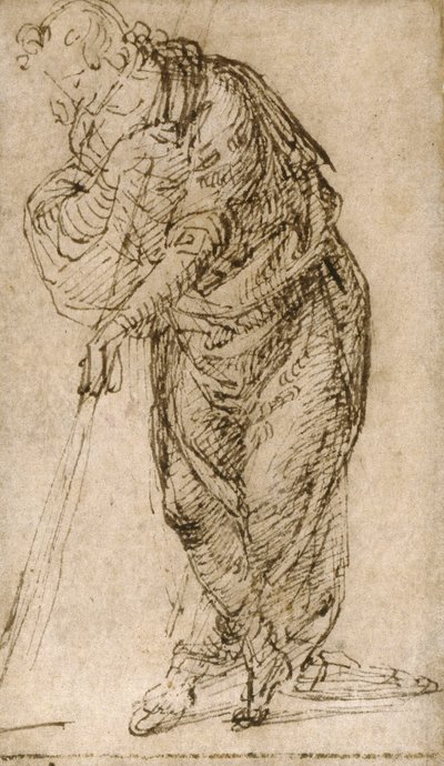 Staande figuur leunend op een staf door Piero di Cosimo