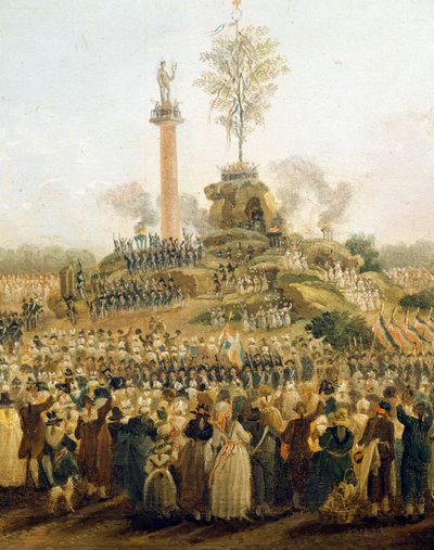 Detail van het Festival van het Opperwezen op het Champ de Mars, 8 juni door Pierre Antoine Demachy