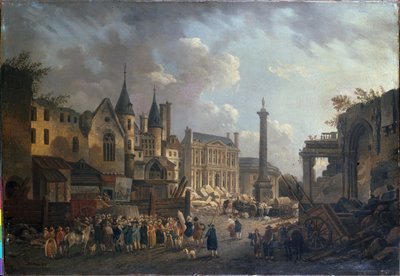 Kermis op een denkbeeldig kruispunt in Parijs, ca. 1770 door Pierre Antoine Demachy
