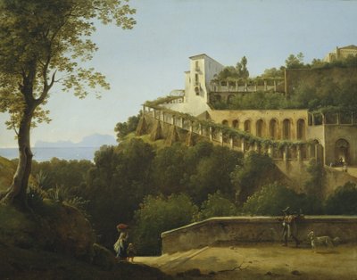 Een Klooster bij Napels, met Uitzicht op Capri door Pierre Athanase Chauvin