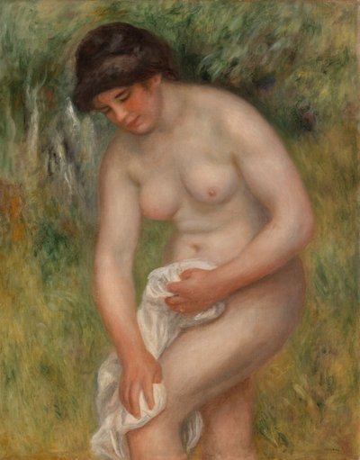 Baadster die zichzelf droogt door Pierre-Auguste Renoir