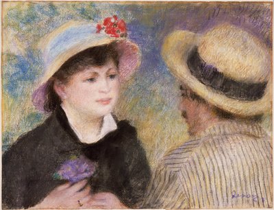 Koppel in een boot (vermoedelijk Aline Charigot en Renoir) door Pierre-Auguste Renoir