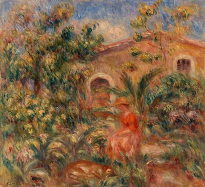 Landschap met Vrouw en Hond door Pierre-Auguste Renoir