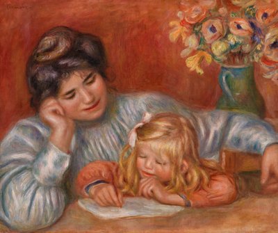 Schrijfles door Pierre-Auguste Renoir