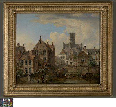 Sint-Baafskathedraal en de Reepkanaal in Gent door Pierre François De Noter