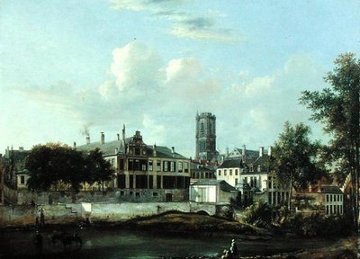 Uitzicht op de Schelde en de Sint-Baafskathedraal, Gent door Pierre François De Noter