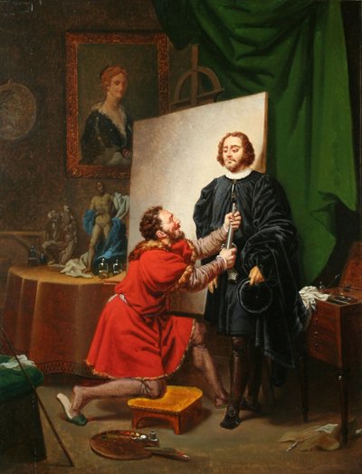 Aretino in het atelier van Tintoretto, c.1822 door Pierre Nolasque Bergeret