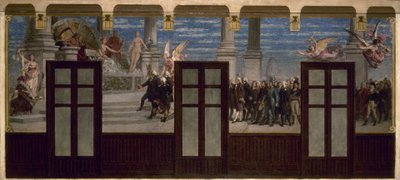 Schets voor het gemeentehuis van het 20e arrondissement: De grote mannen van de Revolutie voor het tribunaal van de nageslacht door Pierre Paul Lêon Glaize