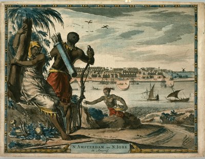 N. Amsterdam, of N Iork in Amerika, ca. 1700 door Pierre  Mortier