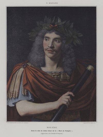 Molière in de rol van Julius Caesar in De Dood van Pompeius door Pierre (after) Mignard