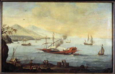 Een galei in de haven van Marseille door Pierre (school of) Puget