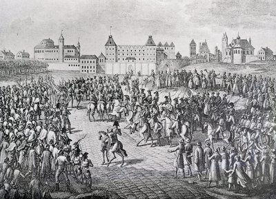 Triomfantelijke Intocht van de Fransen in Warschau, 28 november 1806 door Pierre Adrien Le Beau