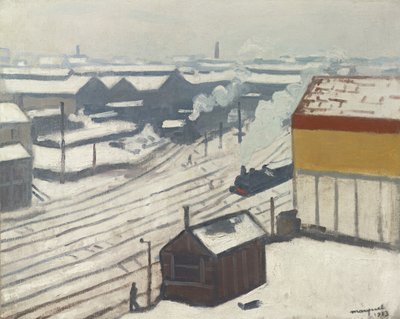 Gare Montparnasse in de sneeuw door Albert Marquet