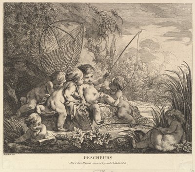 Kinderen aan het Vissen door Pierre Alexandre Aveline