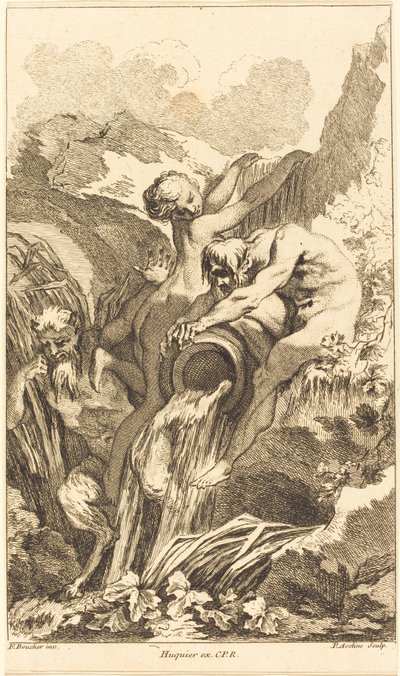 Satyr, Nimf en Riviergod, in of na 1736 door Pierre Alexandre Aveline