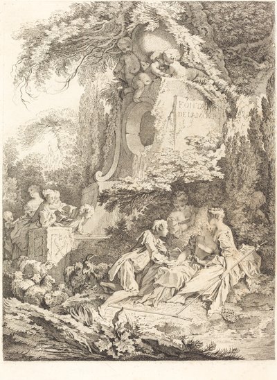 De Fontein van de Liefde door Pierre Alexandre Aveline after François Boucher