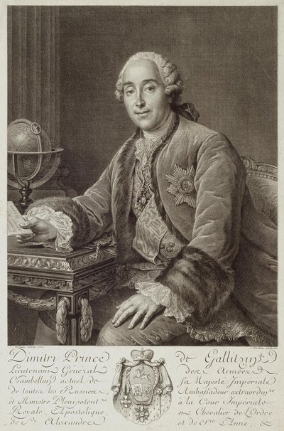 Portret van prins Dmitriy Mikhailovich Golitsyn 1721-1793, 1762 door Pierre Alexandre Tardieu